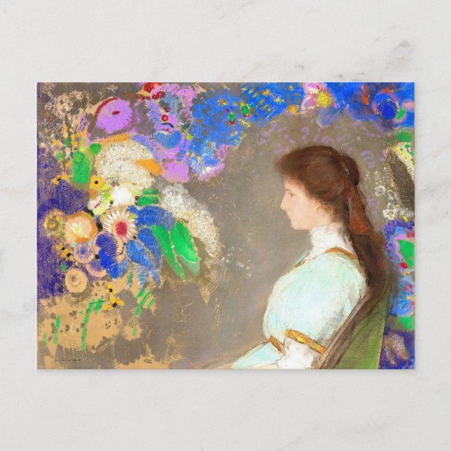 Cartão Postal Violette Heymann, Pintura de Belas Artes por Redon (Frente)