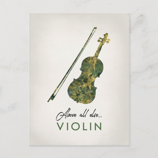 Cartão Postal Violin - Música Verde Marble (Frente)