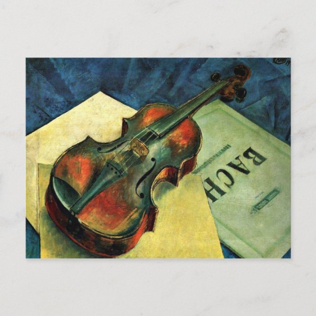 Cartão Postal Violin, pintura de 1921 por Kuzma Petrov-Vodkin (Frente)