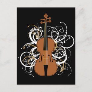 Cartão Postal Violin Swirls