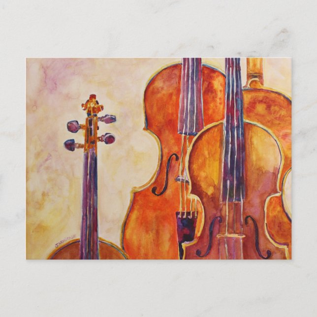 Cartão Postal Violinas de Aquarela (Frente)