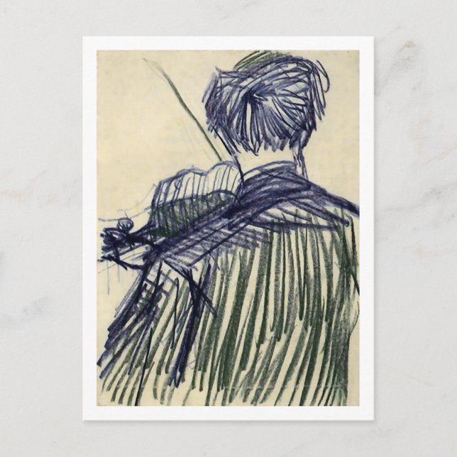 Cartão Postal Violinista visto de trás Van Gogh de arte (Frente)