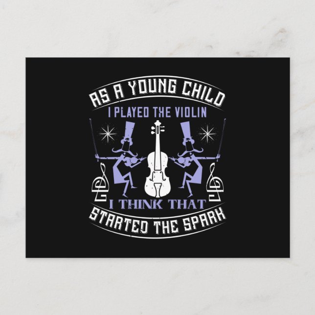Cartão Postal Violino - Começa A Faísca Como Criança (Frente)