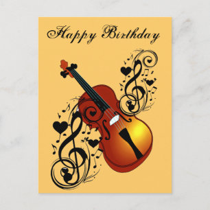 Cartão Postal Violino, Lover no Coração_