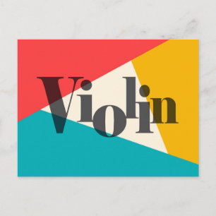 Cartão Postal Violino Tri-Color - Turquesa Coral Ouro