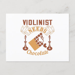 Cartão Postal Violino - Violinista Precisa de Chocolate