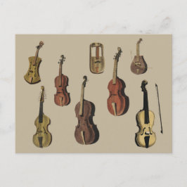 Cartão Postal Violinos de instrumentos musicais em vintage