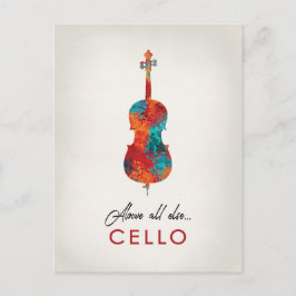 Cartão Postal Violoncelo - Música Colorida e Vibrante