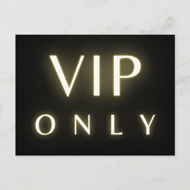 Cartão Postal Vip only neon glowing luxe text design (Frente)