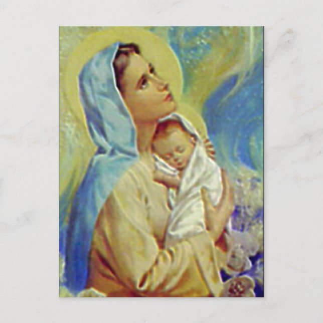 Cartão Postal Virgem Abençoada Maria e Criança Criança Jesus (Frente)