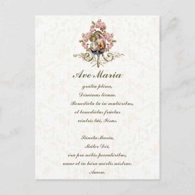 Cartão Postal Virgem Abençoada Maria Jesus Vintage Latino (Frente)