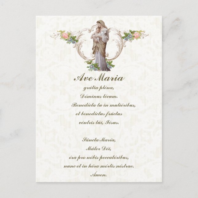 Cartão Postal Virgem Abençoada Maria Jesus Vintage Latino (Frente)