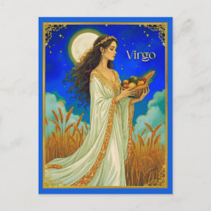 Cartão Postal Virgem Beleza do Zodíaco Sob um Céu Noturno