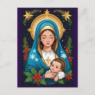 Cartão Postal Virgem Católica Romana Cristã Maria Natal