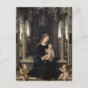Cartão Postal Virgem com Menino e Anjos Músicos por Orley