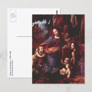 Cartão Postal Virgem (Madona) de Leonardo da Vinci das Rochas