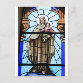 Cartão Postal Virgem Maria bebê Jesus Cristo janela de vidro man