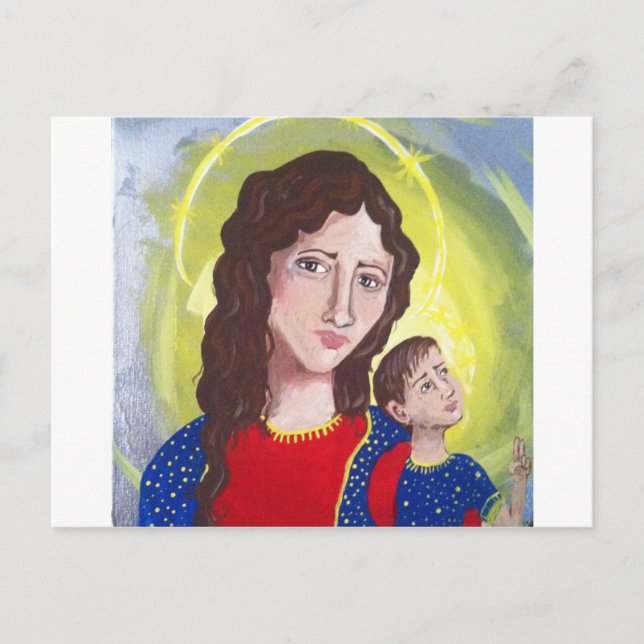 Cartão Postal Virgem Maria e Jesus Bebê (Frente)