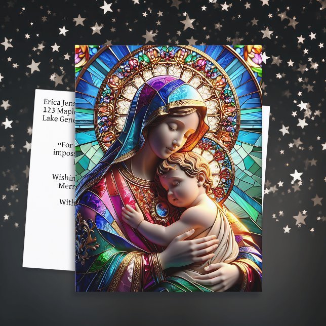 Cartão Postal Virgem Maria e Jesus Bebê | Natal religioso (Criador carregado)