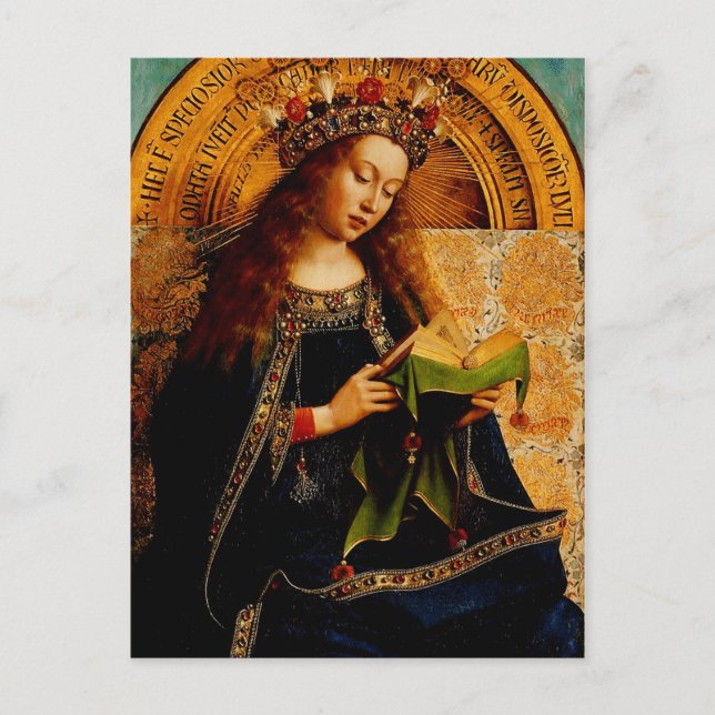 Cartão Postal Virgem Maria por Jan van Eyck (Frente)