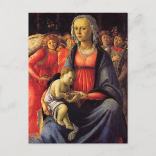 Cartão Postal Virgem & Menino e Cinco Anjos por Botticelli Postc