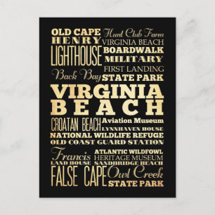 Cartão Postal Virgina Beach City of Virgina State Typografia Art