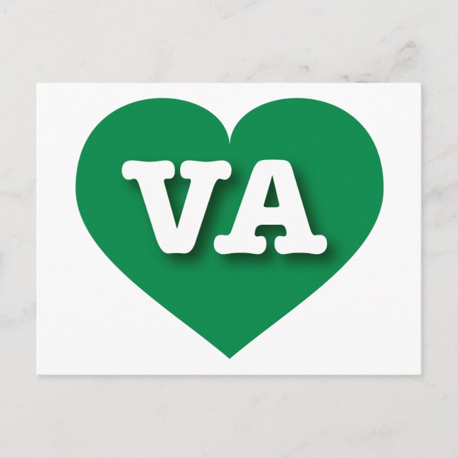 Cartão Postal Virginia Green Heart - Eu amo VA (Frente)