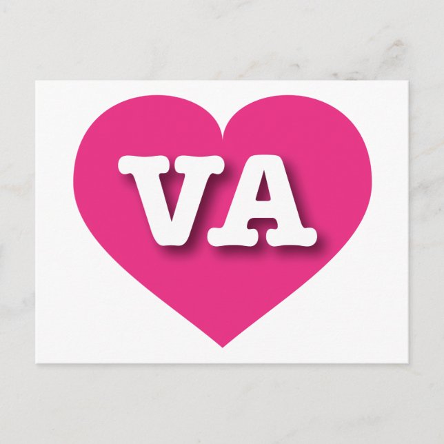 Cartão Postal Virginia Hot Pink Heart - Eu amo VA (Frente)