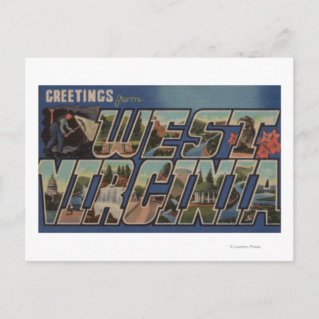 Cartão Postal Virgínia Ocidental (Coal-Miner) - Cenas em Grande  (Frente)