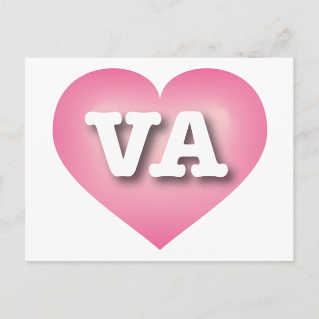 Cartão Postal Virginia Pink Fade Heart - Eu amo VA (Frente)