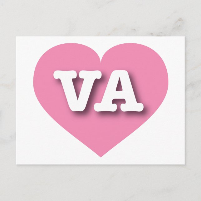 Cartão Postal Virginia Pink Heart - Eu amo VA (Frente)