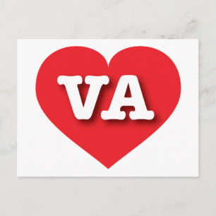 Cartão Postal Virginia Red Heart - Eu amo VA