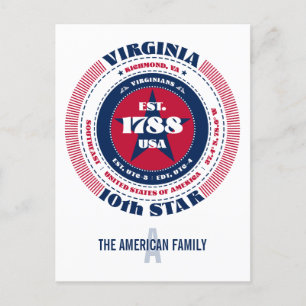Cartão Postal Virginia, Richmond, VA, Patriótico, Monograma
