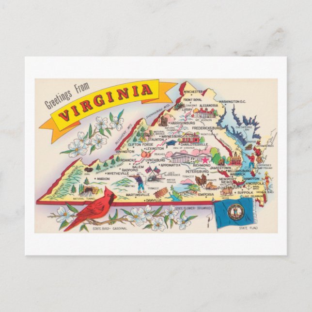 Cartão Postal Virginia Saudações Dos Estados Unidos (Frente)