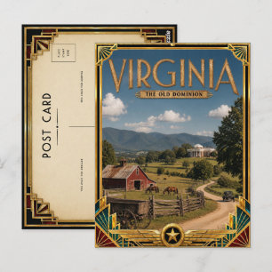Cartão Postal Virginia Vintage Art Deco Era de Ouro