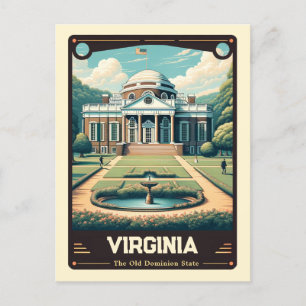 Cartão Postal Virgínia Vintage espirituosa patriótica