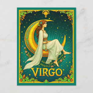 Cartão Postal Virgo Maiden Sentado na Lua Crescente