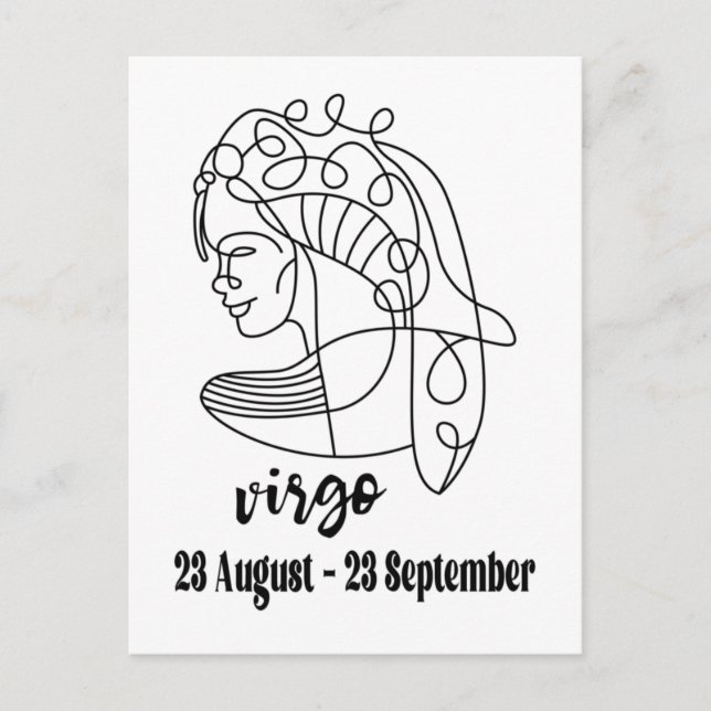 Cartão Postal Virgo, Sinal Zodiac (Frente)