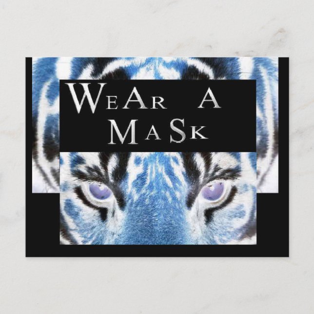 CARTÃO POSTAL VÍRUS DA CORONA VESTEM UMA MÁSCARA (Frente)