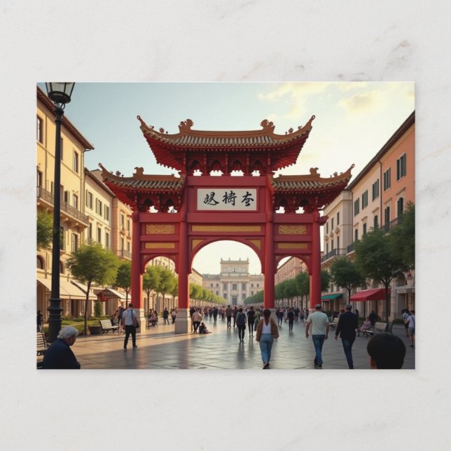 Cartão Postal Visão Artística de Piazza Vittorio (Frente)