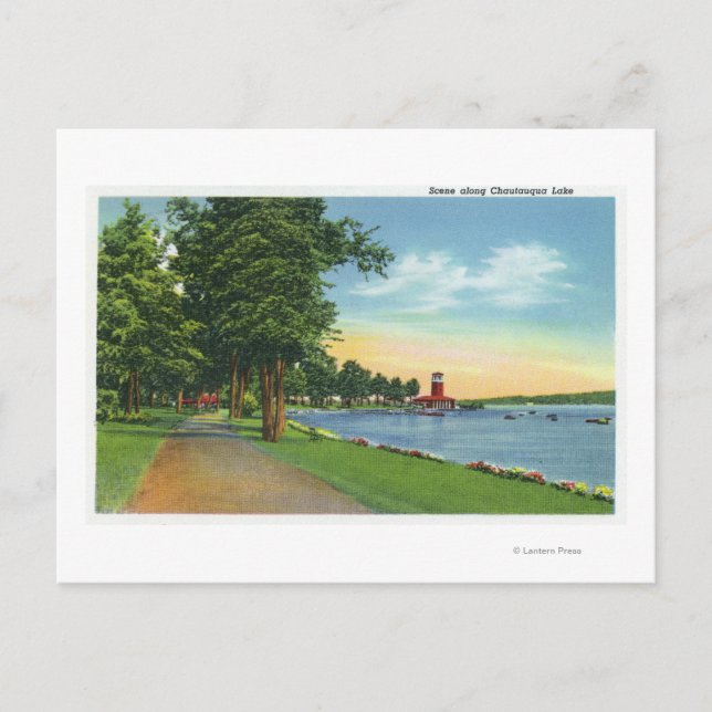 Cartão Postal Visão Cênnica ao longo do lago (Frente)