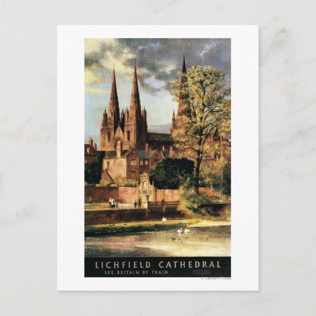 Cartão Postal Visão da Catedral de Lichfield (Frente)