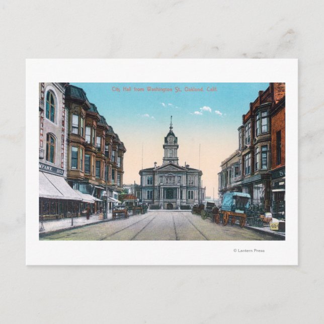 Cartão Postal Visão da Prefeitura Bldg de Washington Rua (Frente)