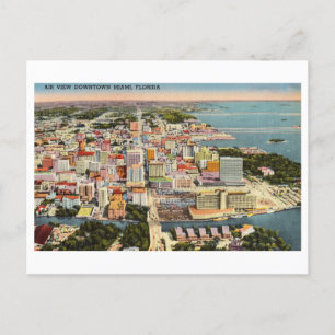 Cartão Postal Visão de Ave de Miami, Flórida, Vintage