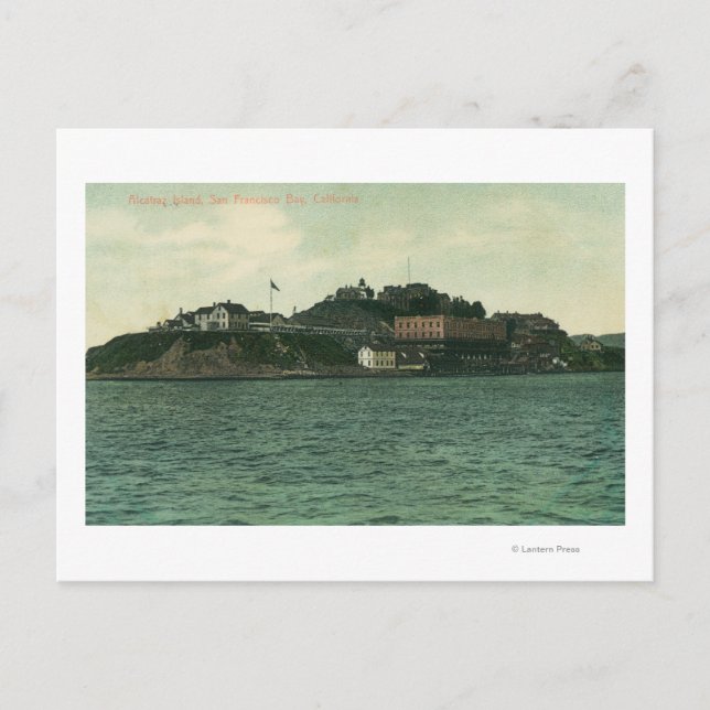 Cartão Postal Visão de Baía dos Alcatraz Islãs e Prisão (Frente)