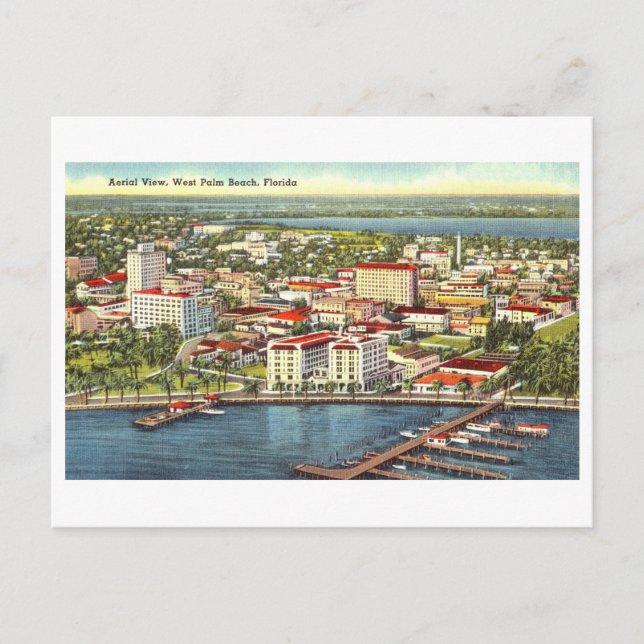 Cartão Postal Visão de Bird da West Palm Beach, Flórida, (Frente)