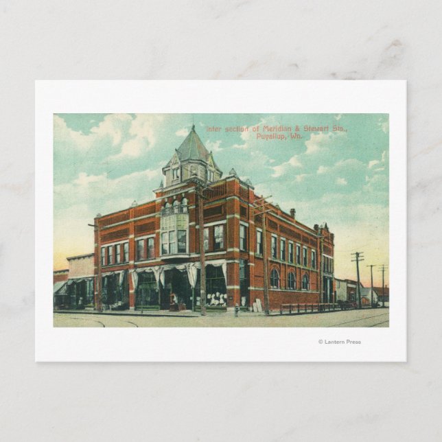 Cartão Postal Visão de Interseção da Rua Meridian e Stewart (Frente)
