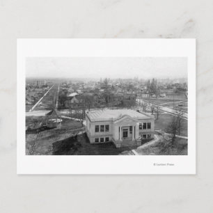 Cartão Postal Visão de Medford, Oregon e Fotografia da Bibliote
