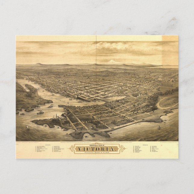 Cartão Postal Visão de Olhos de Bird, da Victoria, Colúmbia Brit (Frente)