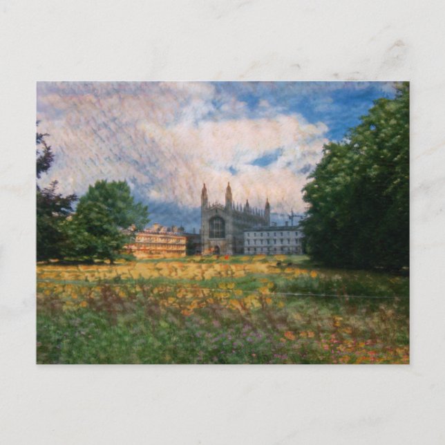 Cartão Postal Visão de trás do King's College em Cambridge, Ingl (Frente)
